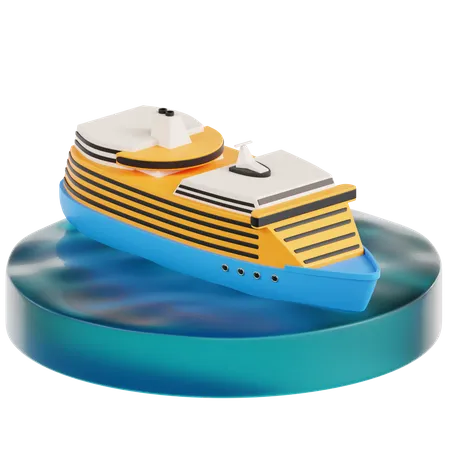 Cruise Ship in Water  3D Icon