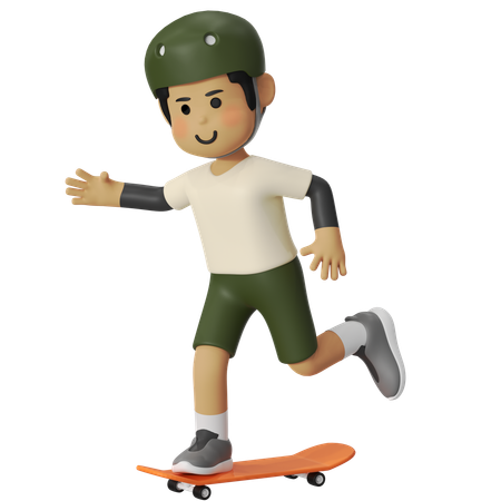 Garçon en skateboard  3D Illustration