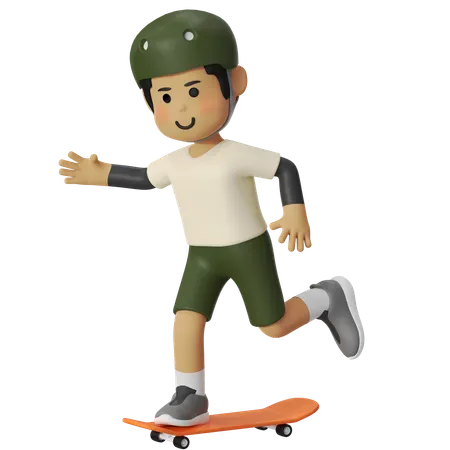 Garçon en skateboard  3D Illustration