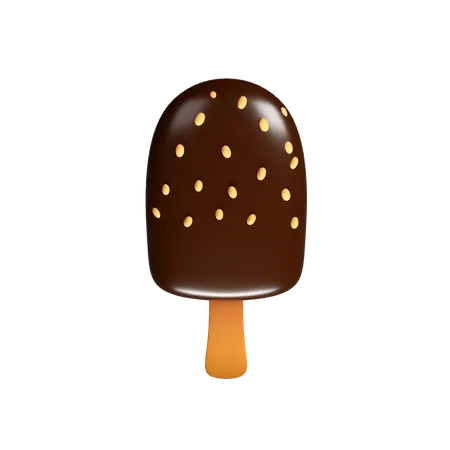 Nutty Chocolate Ice Cream Stick 3D Icon