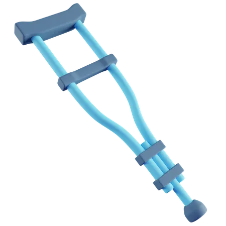 3 D Illustration Of Blue Crutch 3D Icon