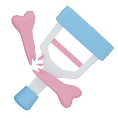 Crutch And Broken Bone  3D Icon