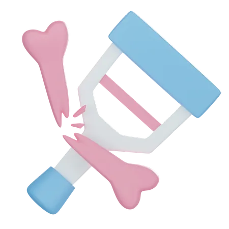 Crutch And Broken Bone  3D Icon