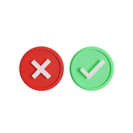 Cruz y marca de verificación  3D Icon