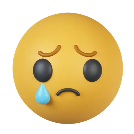 3 D Sad Crying Emoticon Render Cry Emoji With Tear Unhappy Face Communication Web Social Network Media Icon Isolated On Gray Background 3 D Rendering Illustration Clipping Path 3D Icon