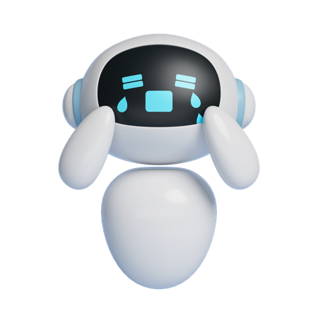 Crying Ai Robot Character 3 D Graphics  3D Icon