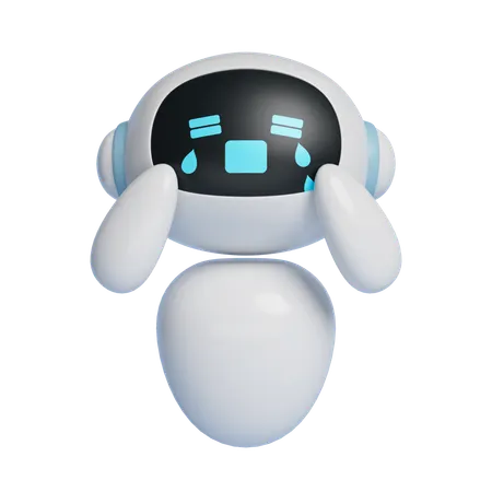 Crying Ai Robot Character 3 D Graphics  3D Icon