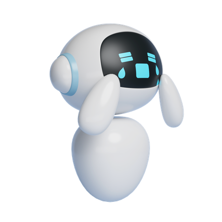 Crying Ai Robot Character 3 D Graphics  3D Icon