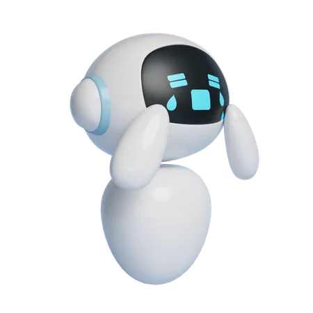Crying Ai Robot Character 3 D Graphics  3D Icon