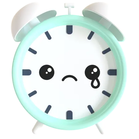 Alarm Clock With Sad Face Expression 3D Illustration