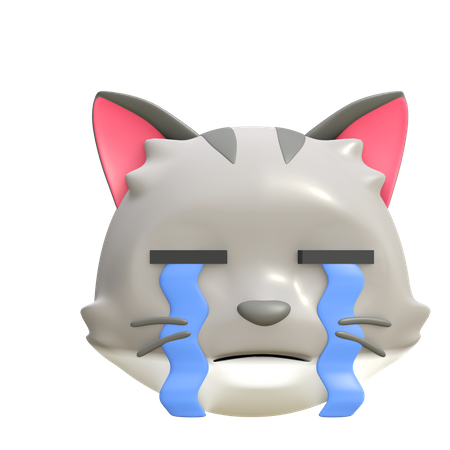 Crying cat  3D Illustration
