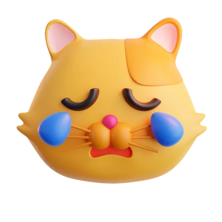 Crying Cat Emoji  3D Icon