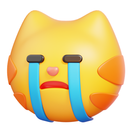 Crying Cat Emoji  3D Icon