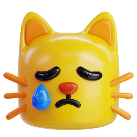 Crying Cat Emoji  3D Icon