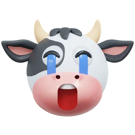 Crying Cow Emoticon 3 D Icon Illustration 3D Icon