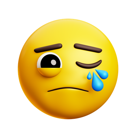 Crying Face With One Eye Is Closed And The Other Is Open 3D Icon