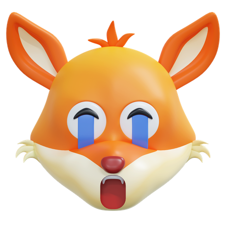 Crying Fox Emoticon  3D Icon