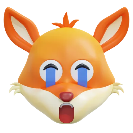 Crying Fox Emoticon 3 D Icon Illustration 3D Icon