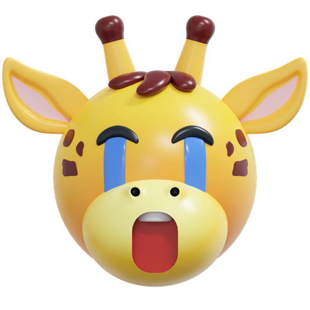 Crying Giraffe Emoticon  3D Icon