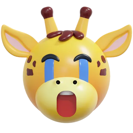 Crying Giraffe Emoticon 3 D Icon Illustration 3D Icon