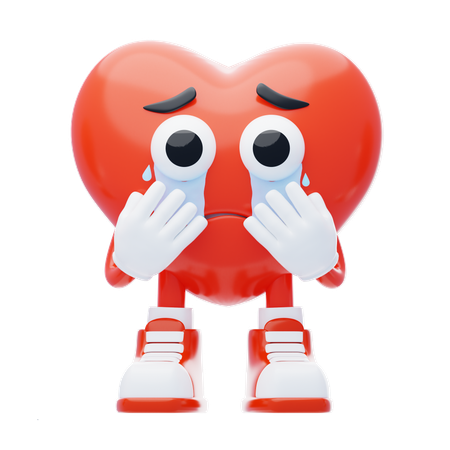Crying Heart Character  3D Icon