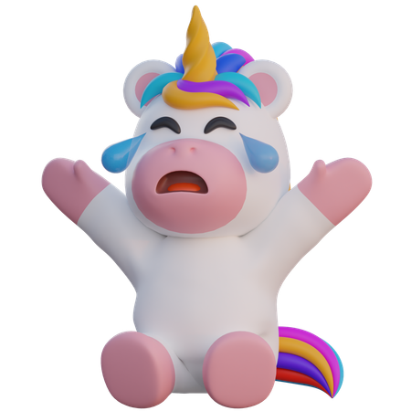 Crying Unicorn  3D Illustration