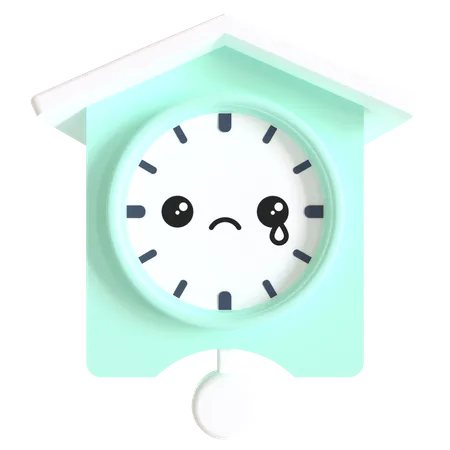 Wall Clock With Sad Face Expression 3D Illustration