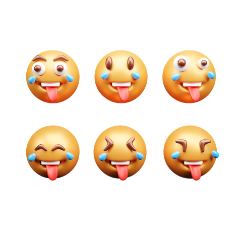 Crying with Tongue out emotion 3D Icon