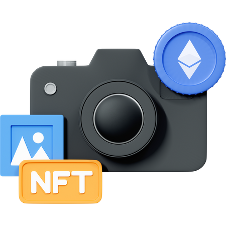 Crypto Art And Ethereum Coin  3D Icon