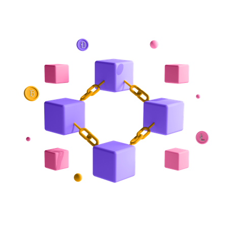 Crypto Blockchain connection  3D Icon