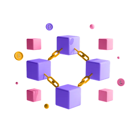 Crypto Blockchain connection  3D Illustration