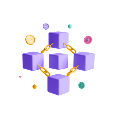 Crypto Blockchain connection  3D Illustration