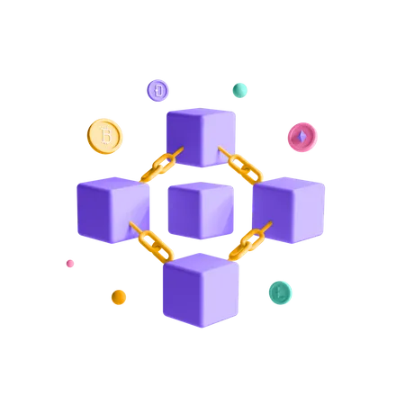 Crypto Blockchain connection  3D Illustration