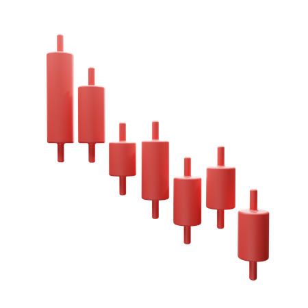 Crypto chart candles down  3D Illustration