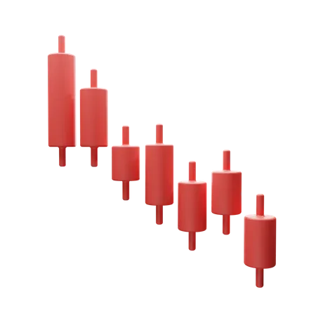 Crypto chart candles down  3D Illustration