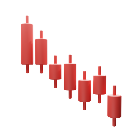 Crypto chart candles down 3D Illustration