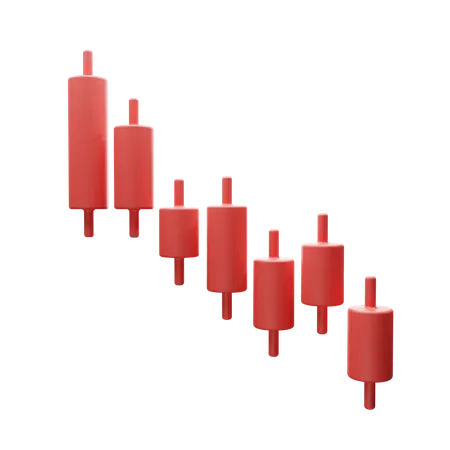 Crypto chart candles down 3D Illustration