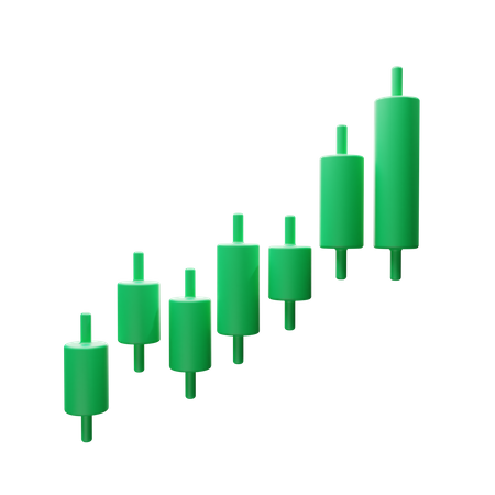 Crypto Chart Candles up 3D Illustration