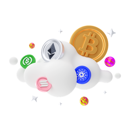 Crypto Cloud Mining  3D Icon