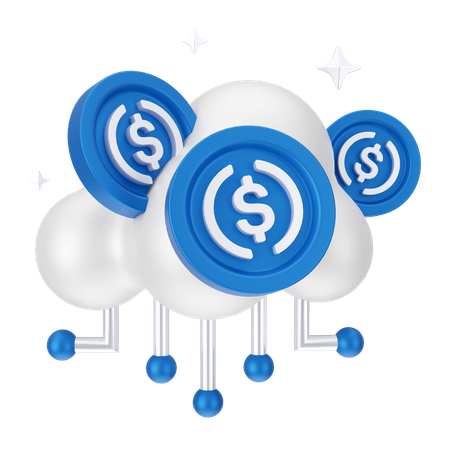 Crypto cloud network  3D Icon