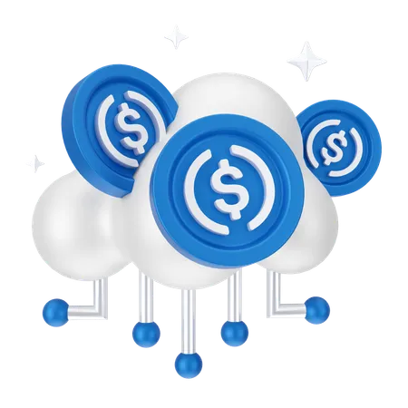 Crypto cloud network  3D Icon