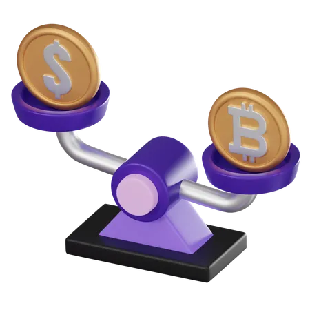 Dollar And Bitcoin Symbols Financial Balance Currency Currency Exchange Rates And Financial Stability Ideal For Conveying Concepts Of Currency Risk Currency Volatility And Currency Trading Strategies 3 D Render Illustration 3D Icon