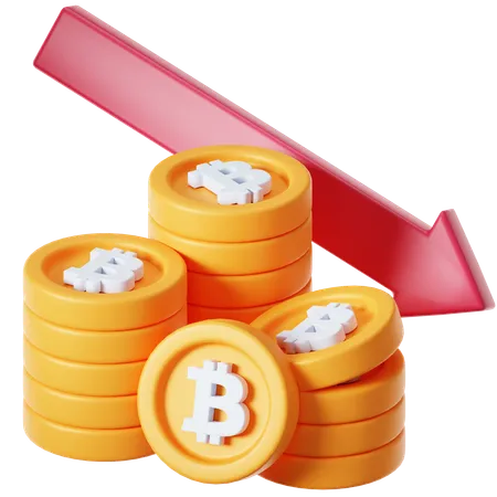 Crypto Coin Down  3D Icon