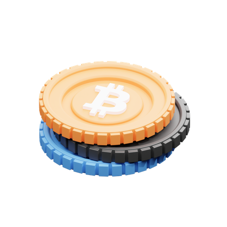 Crypto Coin Pile Bitcoin avec BNB et Ethereum  3D Illustration