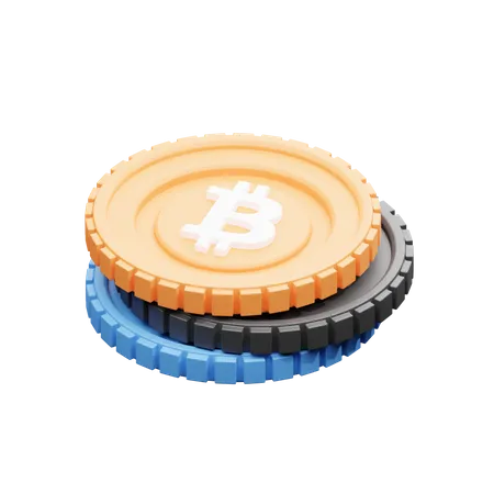 Crypto Coin Pile Bitcoin with BNB and Ethereum  3D Illustration