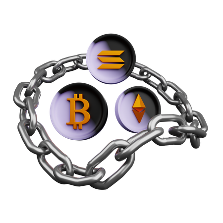 체인이 있는 암호화폐  3D Icon