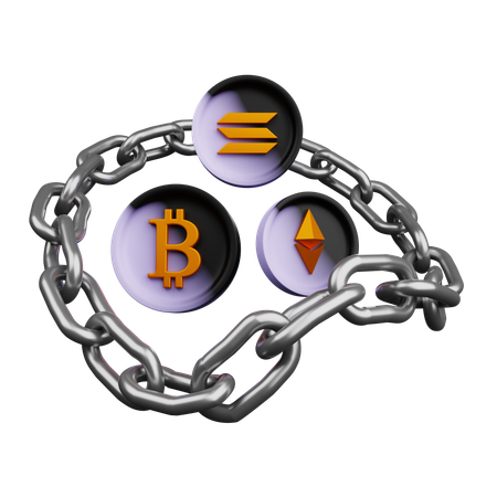 Crypto Coin With Chain  3D Icon