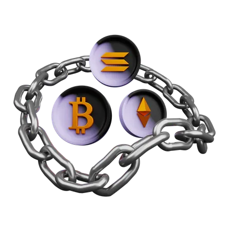 Crypto Coin With Chain  3D Icon