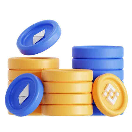 Cryptocurrencies In Stack 3D Icon