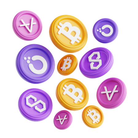 Crypto Coins  3D Icon